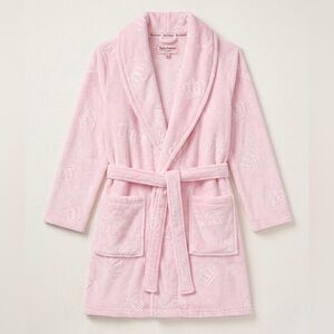 Juicy Couture Light Pink Plush Embossed Crown Robe